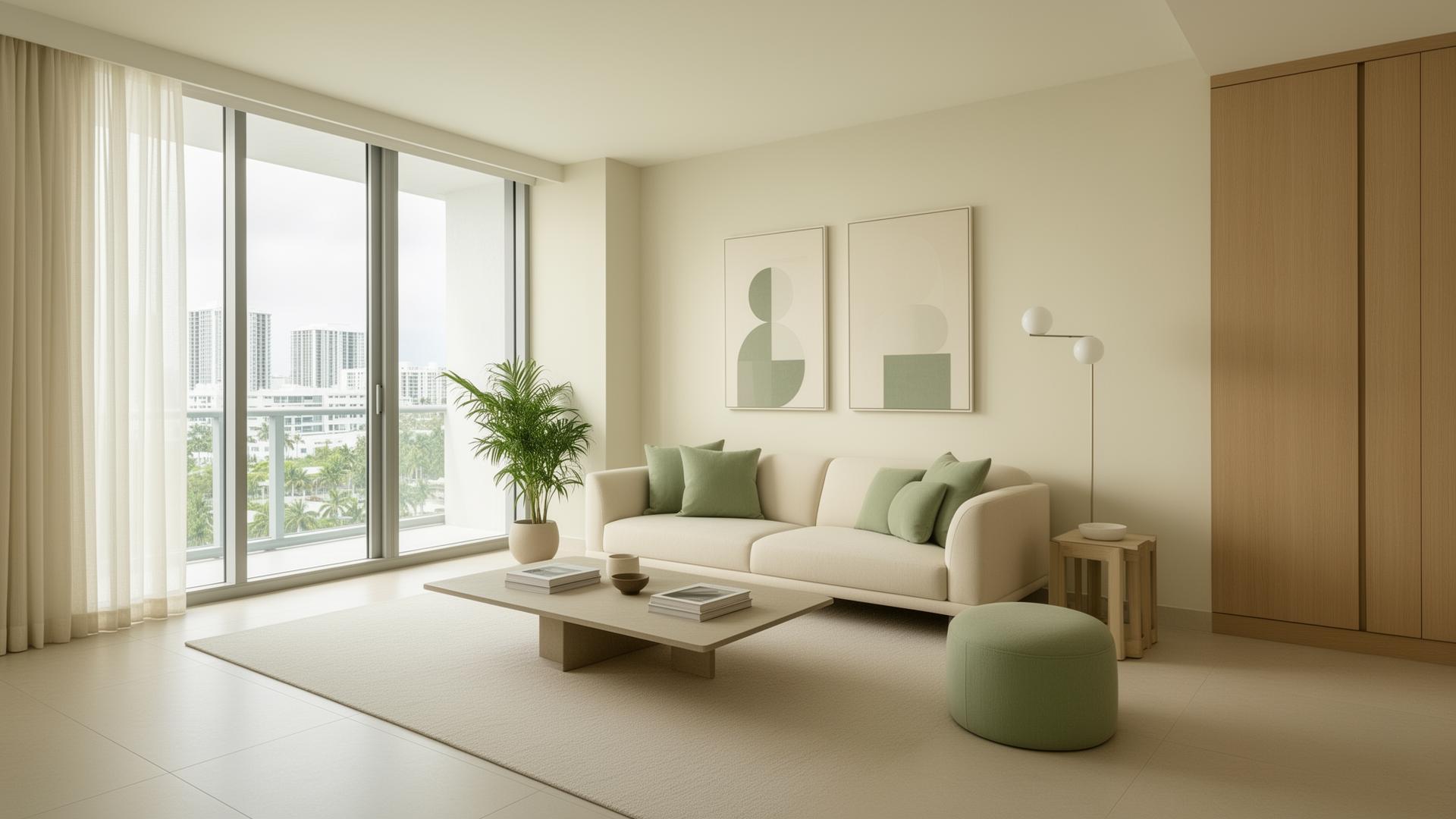 Beautifully organized Miami living room